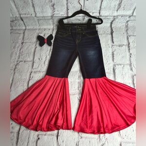 Flared Jeans with Pink Bell Bottoms upcycled size 5 girls